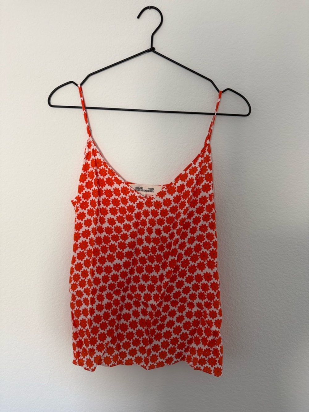 Diane Von Furstenberg Orange and White Floral Silk Cami